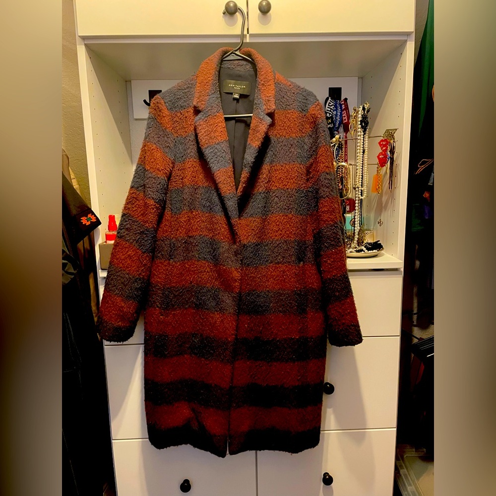 Ann Taylor Blue and Maroon mid length Jacket